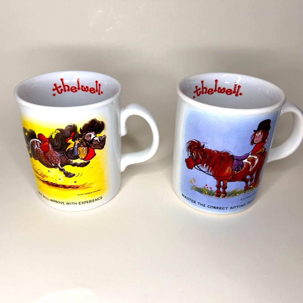 Pair of Vintage Grays Thelwell Pony Club Mugs Made in England 1995